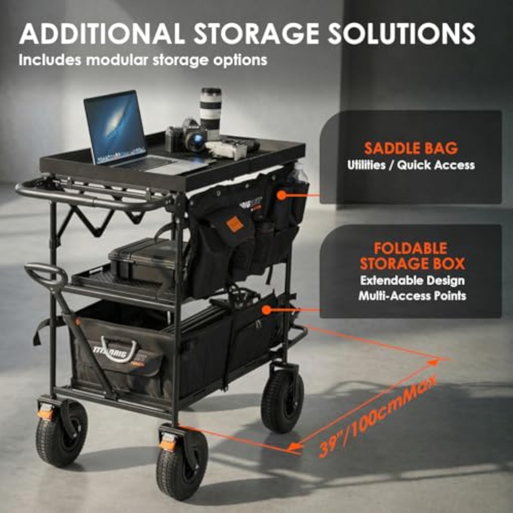 Video Production Camera Cart - Foldable Photography Dolly